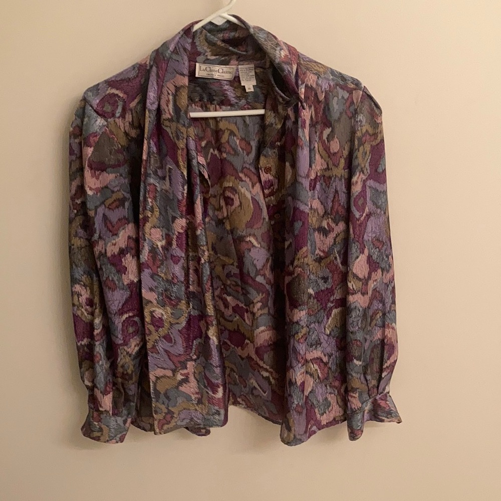 La Chine Classic By Galindo Wang Vtg Poly. Blouse